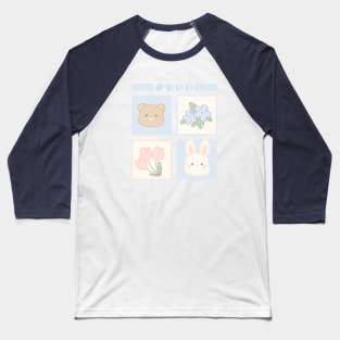 Cute Bear and Bunny Flowers T-Shirt Hoodie Sticker Case Mug Apparel Wall Art Pillow Magnet Tote Bag Tapestrie Baseball T-Shirt